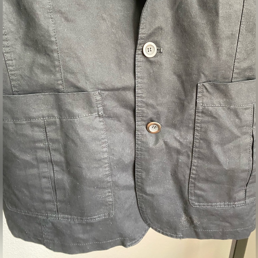 AFS Jeep Black Blazer Jacket Size 42 Chest Lines Canvas Patch‎ Elbows 2 Buttons - Picture 3 of 10